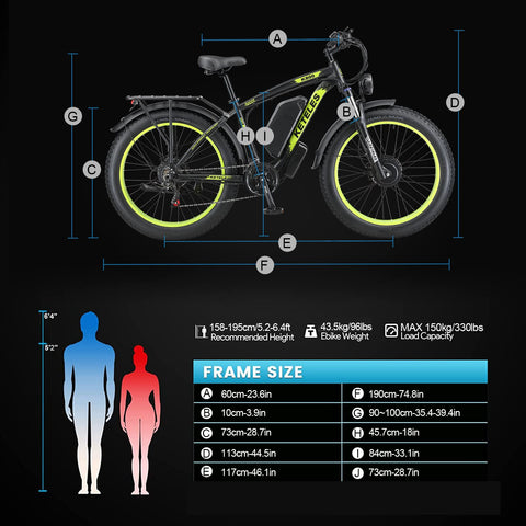 KETELES K800 2×1000W dual Motors Electric Bike 23AH Battery Electric 26" Inch Fat Tire E-Bike