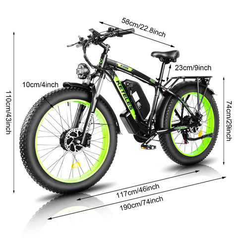 KETELES K800 2×1000W dual Motors Electric Bike 23AH Battery Electric 26" Inch Fat Tire E-Bike